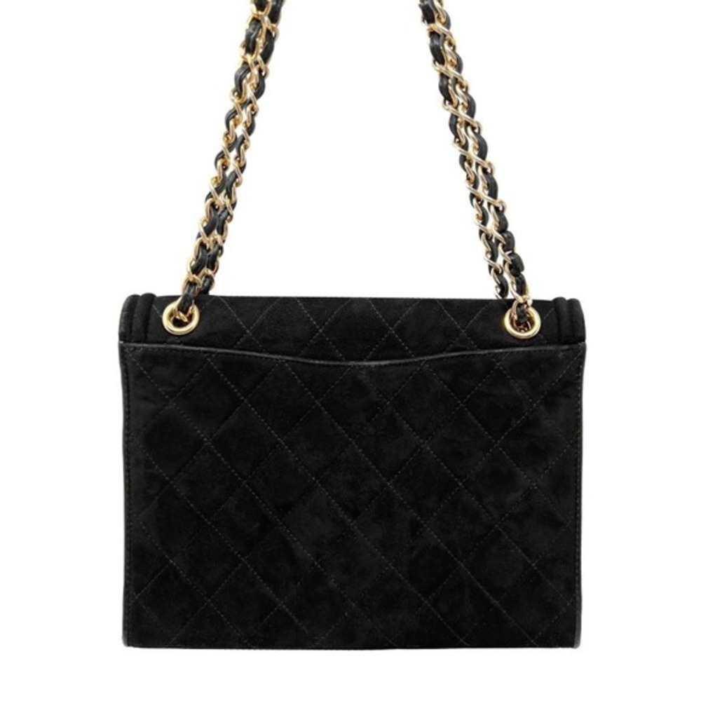 Chanel Black Suede Flap Bag Gold Chain CC Shoulder Bag - Picture 4 of 13